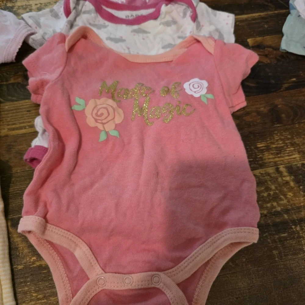 Baby Girl 3-6 Mo Bodysuit 12pc Lot Pajamas Pastels One Piece Bundle Newborn